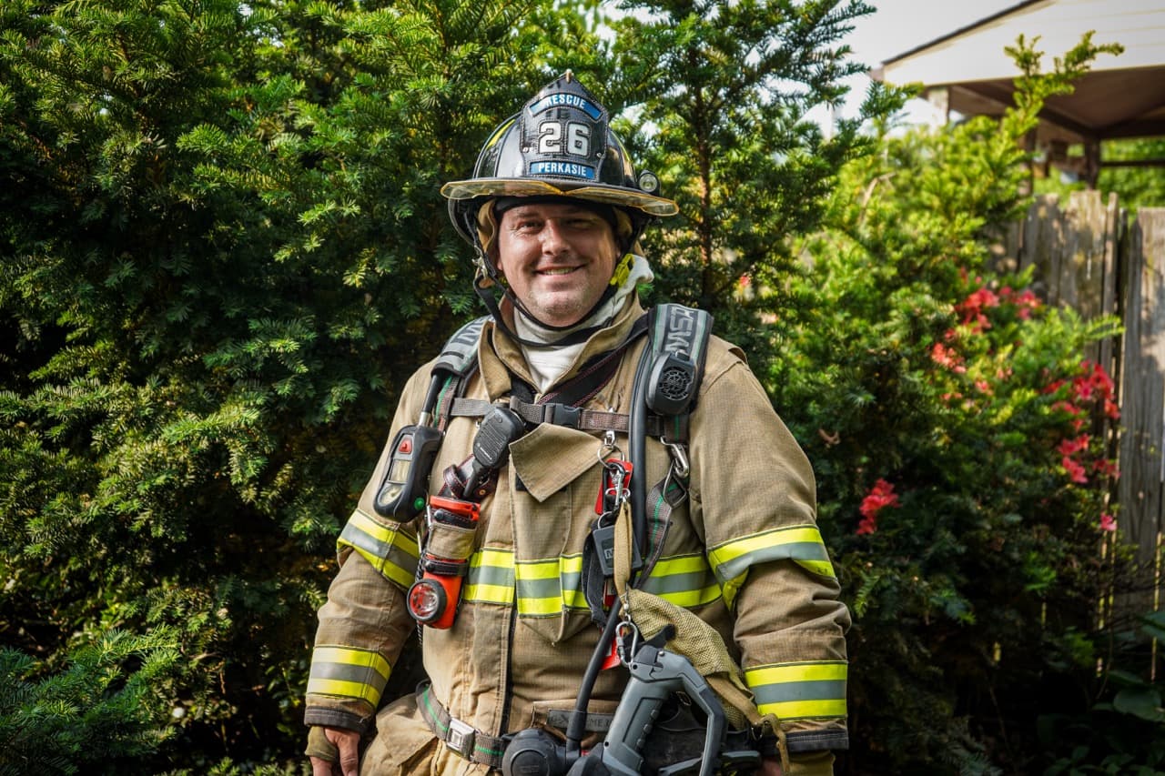 Nathan Haring in firefighting gear